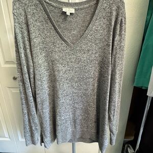 Lucky Brand Gray V-Neck Sweater Soft Knit Casual